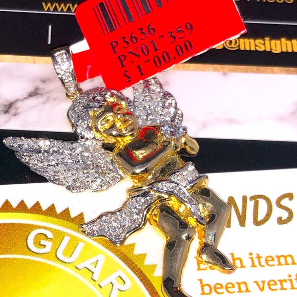 REAL DIAMOND angel pendant  NOT CZ NOT MOISSANITE FREE appraisal included GIFT - Picture 1 of 4